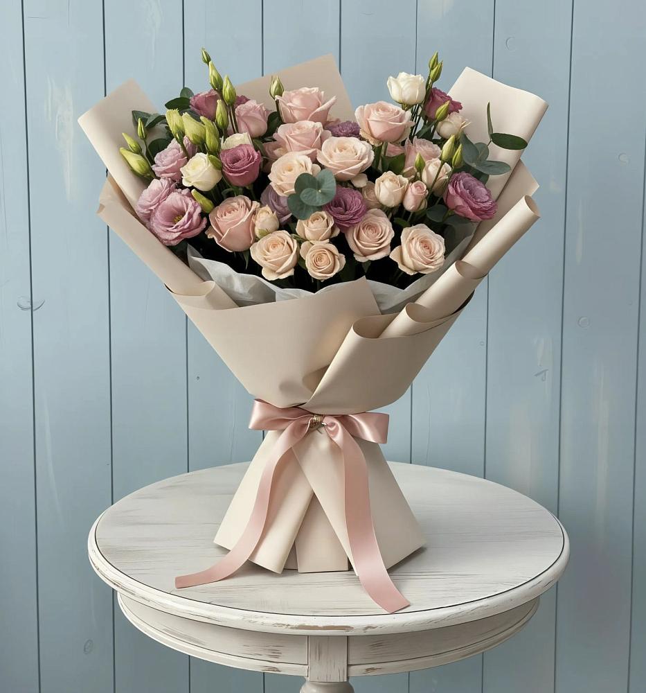 Букет цветов из: Розы и Лизиантусы в Сернуре