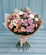 Букет цветов из:  Хризантемы, Розы и Альстромерии в Сернуре