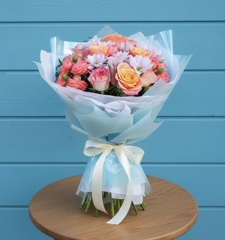 Букет цветов из: Хризантемы и Розы в Сернуре