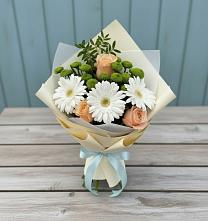 Букет цветов из:  Герберы, Розы и Хризантемы в Сернуре