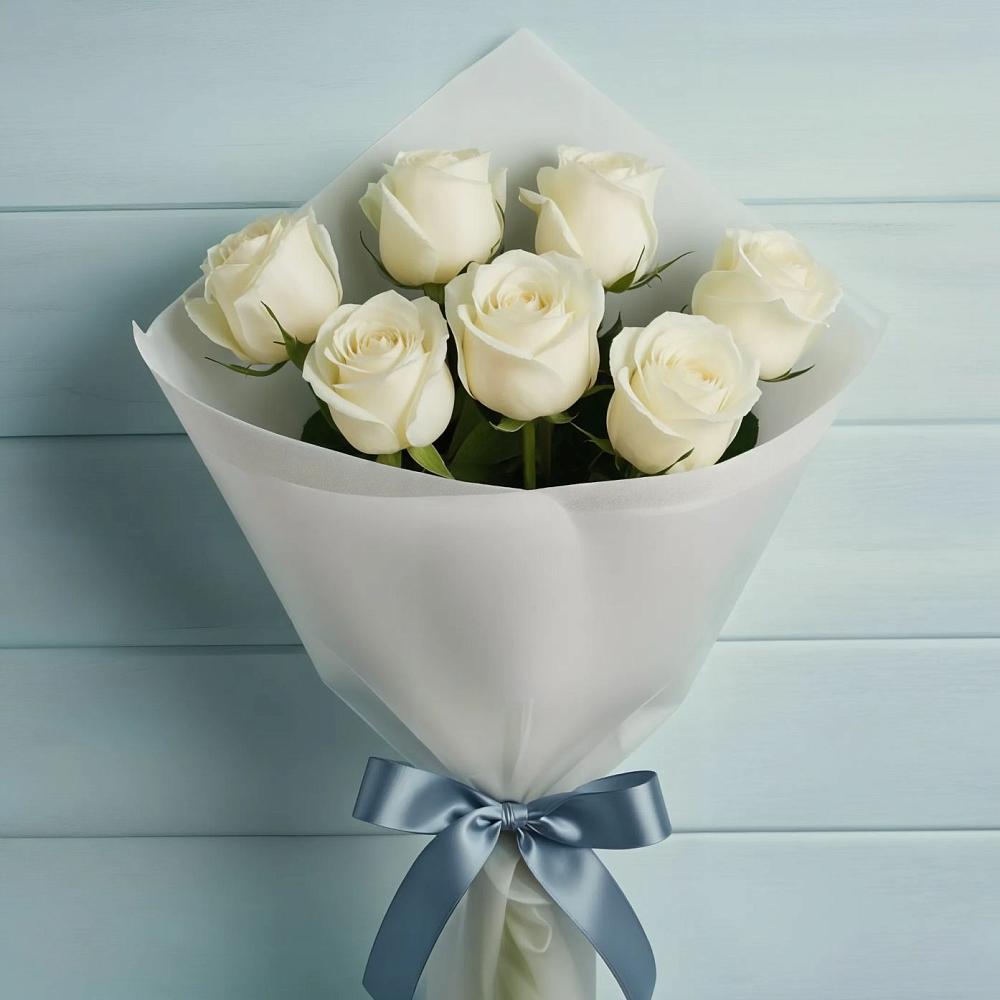 Букет 7 Белых роз Эдлесс Лав в Сернуре